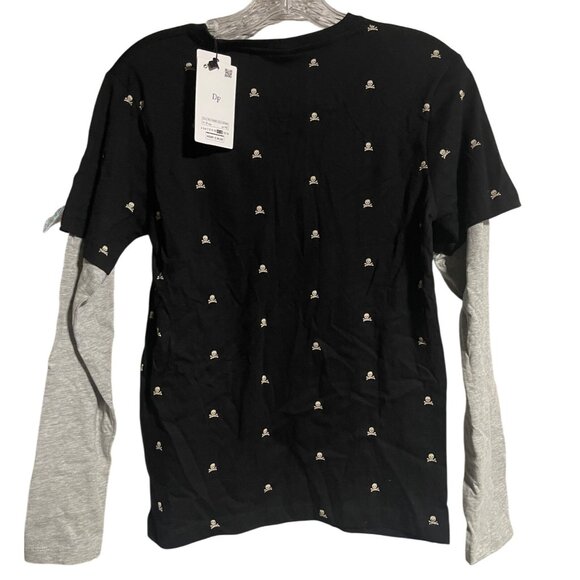 Denim & Flower Boys Halloween Long Sleeve Layered Shirt Skull Print Size 11/12 - Picture 2 of 7